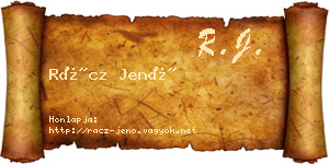 Rácz Jenő névjegykártya